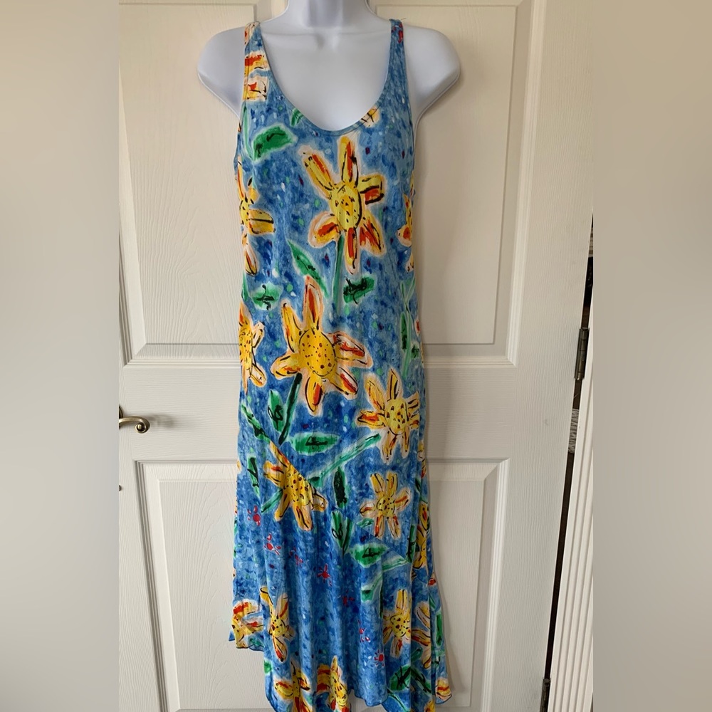 Vintage JAMS WORLD “Sunflower”Floral Assymetrical Hem Dress excellent condition